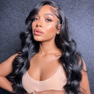 13x4 Lace Front Wig | 26” Body Wave Synthetic Wig | Glueless 1B Black Lace Front